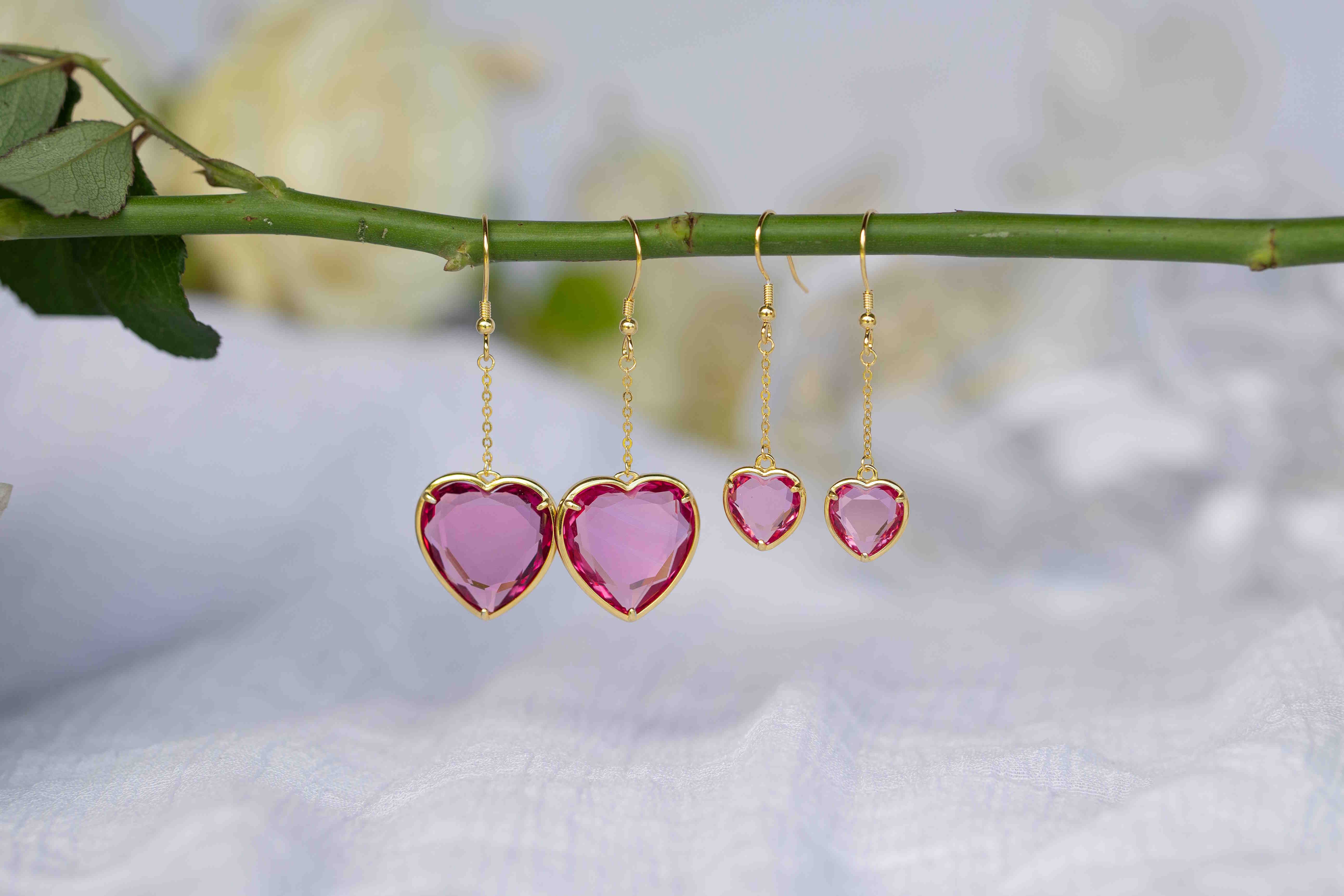 Pink Andara Heart Earrings