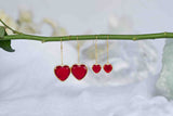 Deep Red Andara Heart Earrings