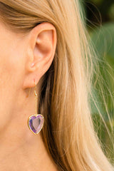 Purple Andara Heart Earrings