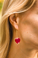 Deep Red Andara Heart Earrings