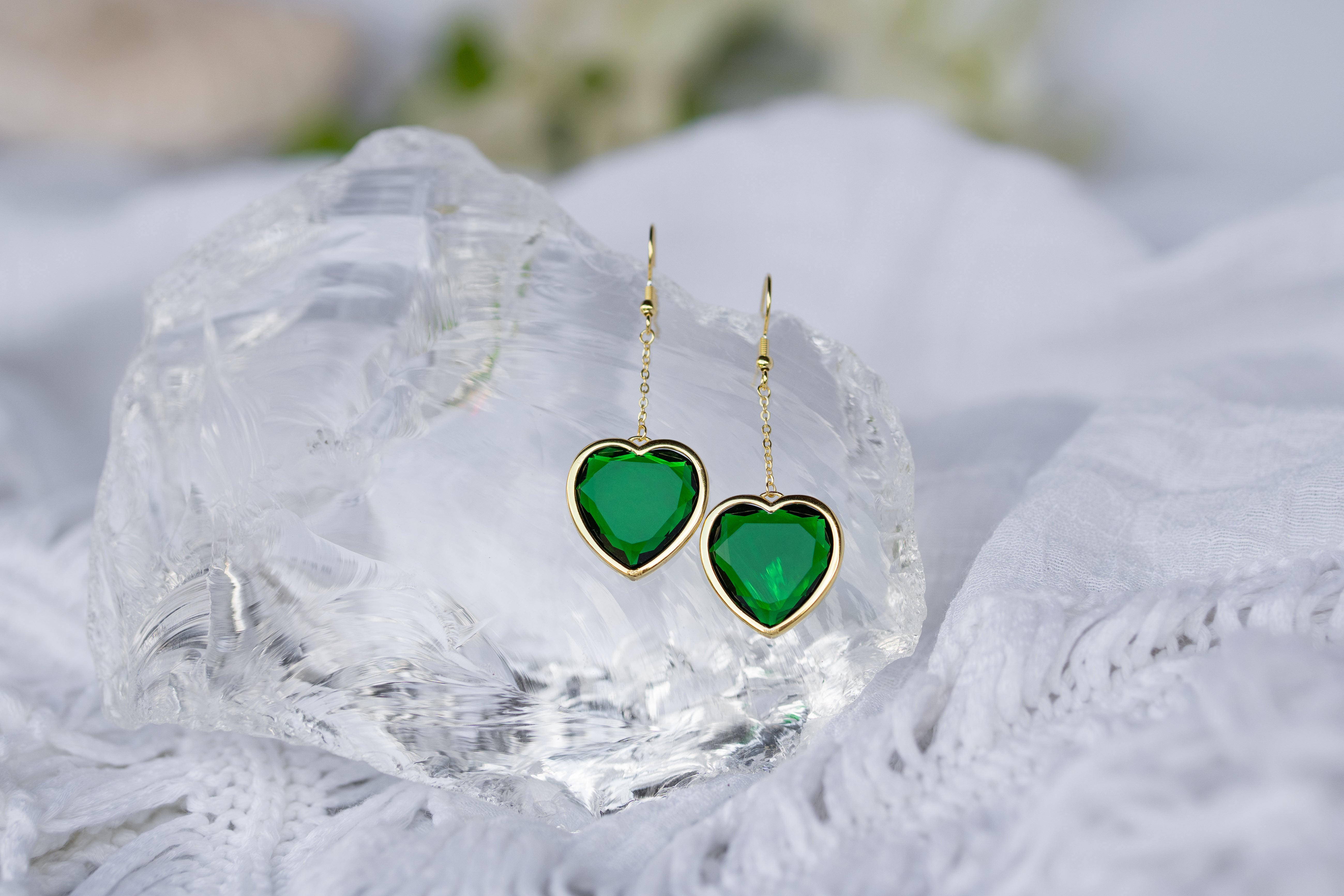 Deep Forest Green Andara Heart Earrings