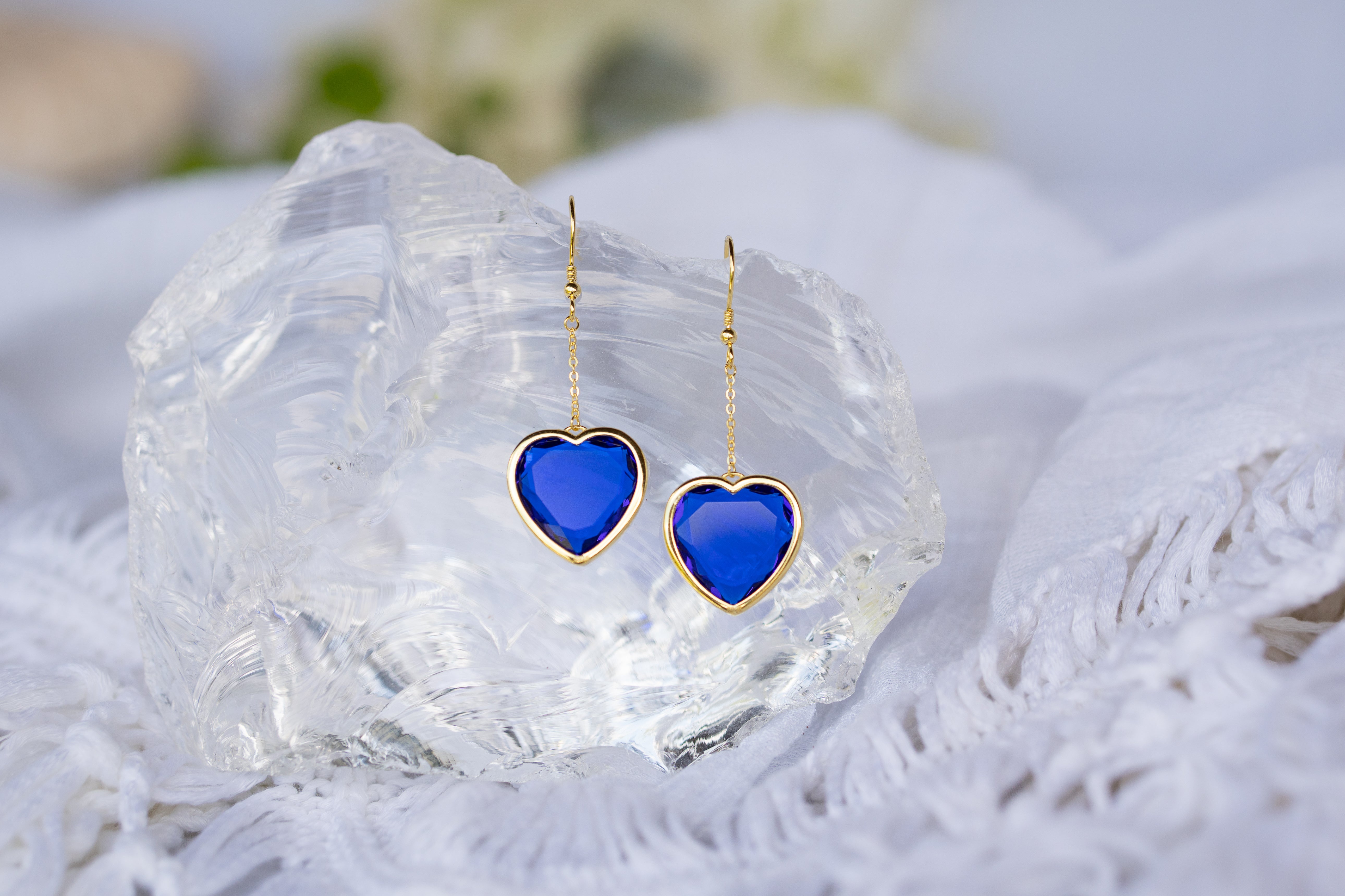 Deep Ocean Blue Andara Heart Earrings