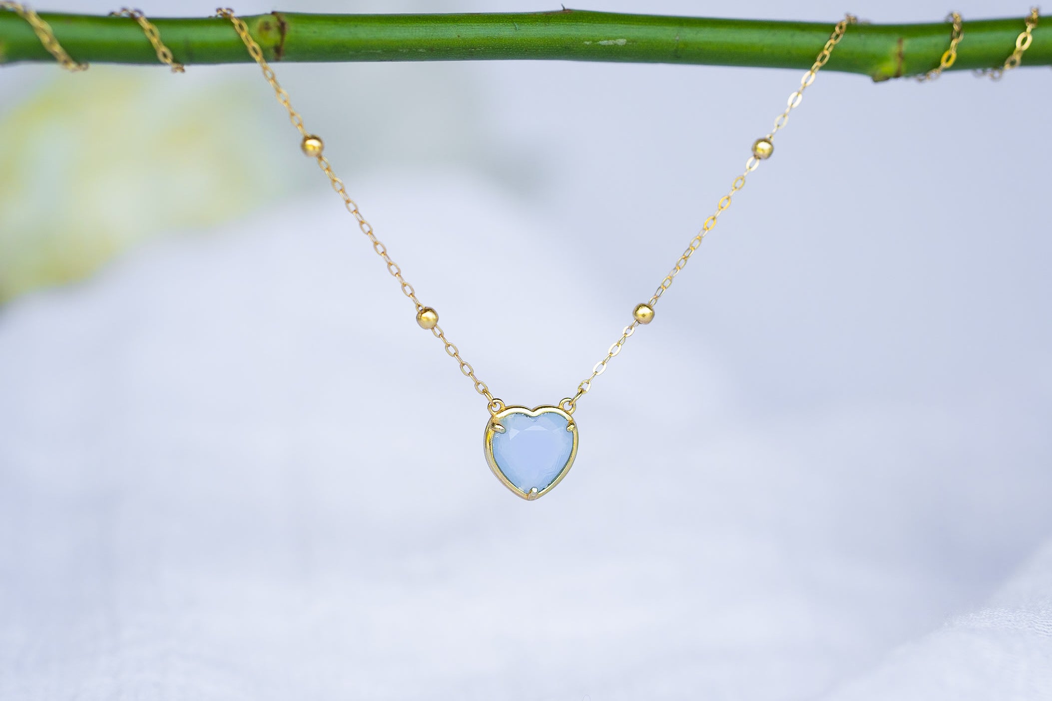 Mystical Opaque Blue Andara Heart Necklace