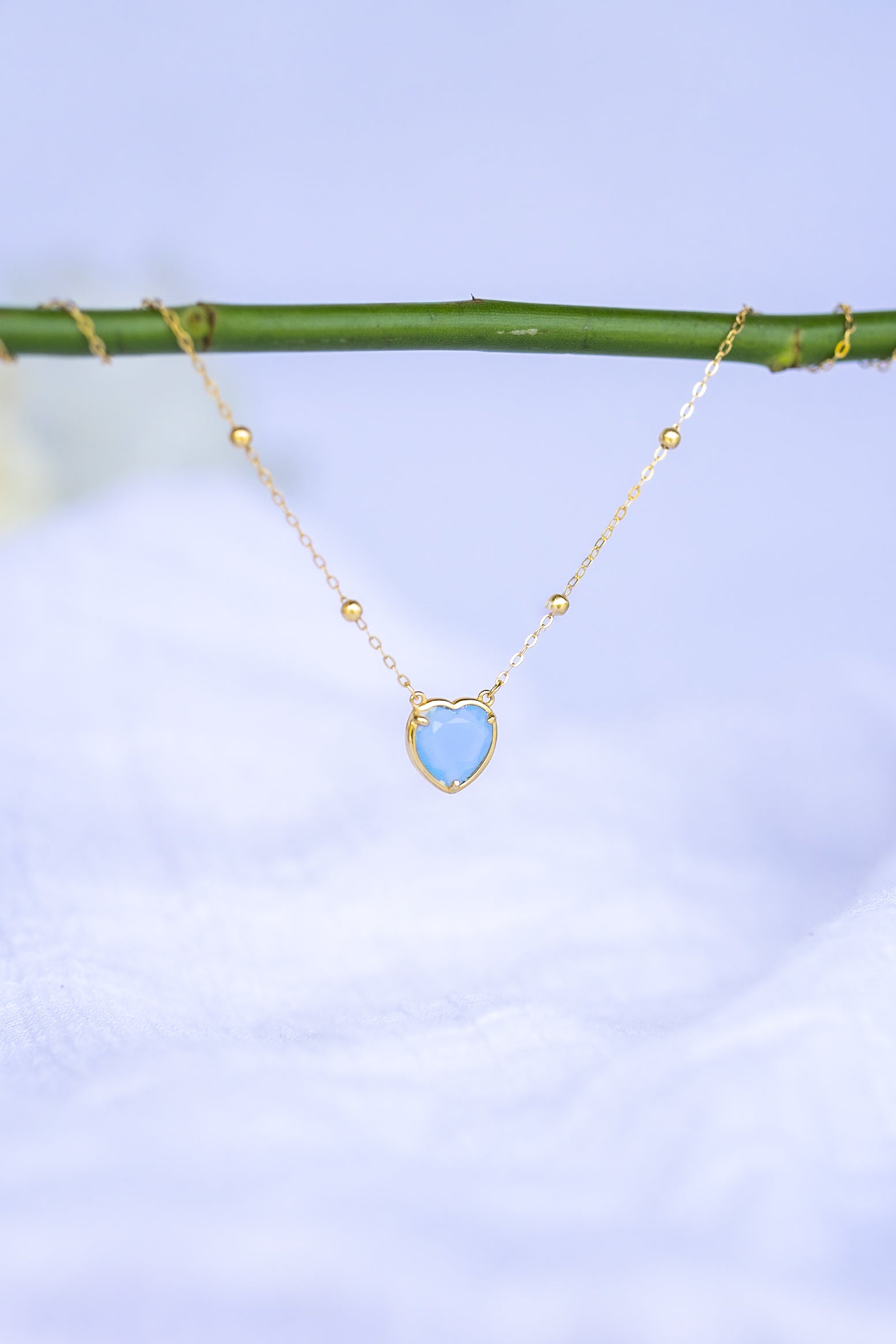 Mystical Opaque Blue Andara Heart Necklace