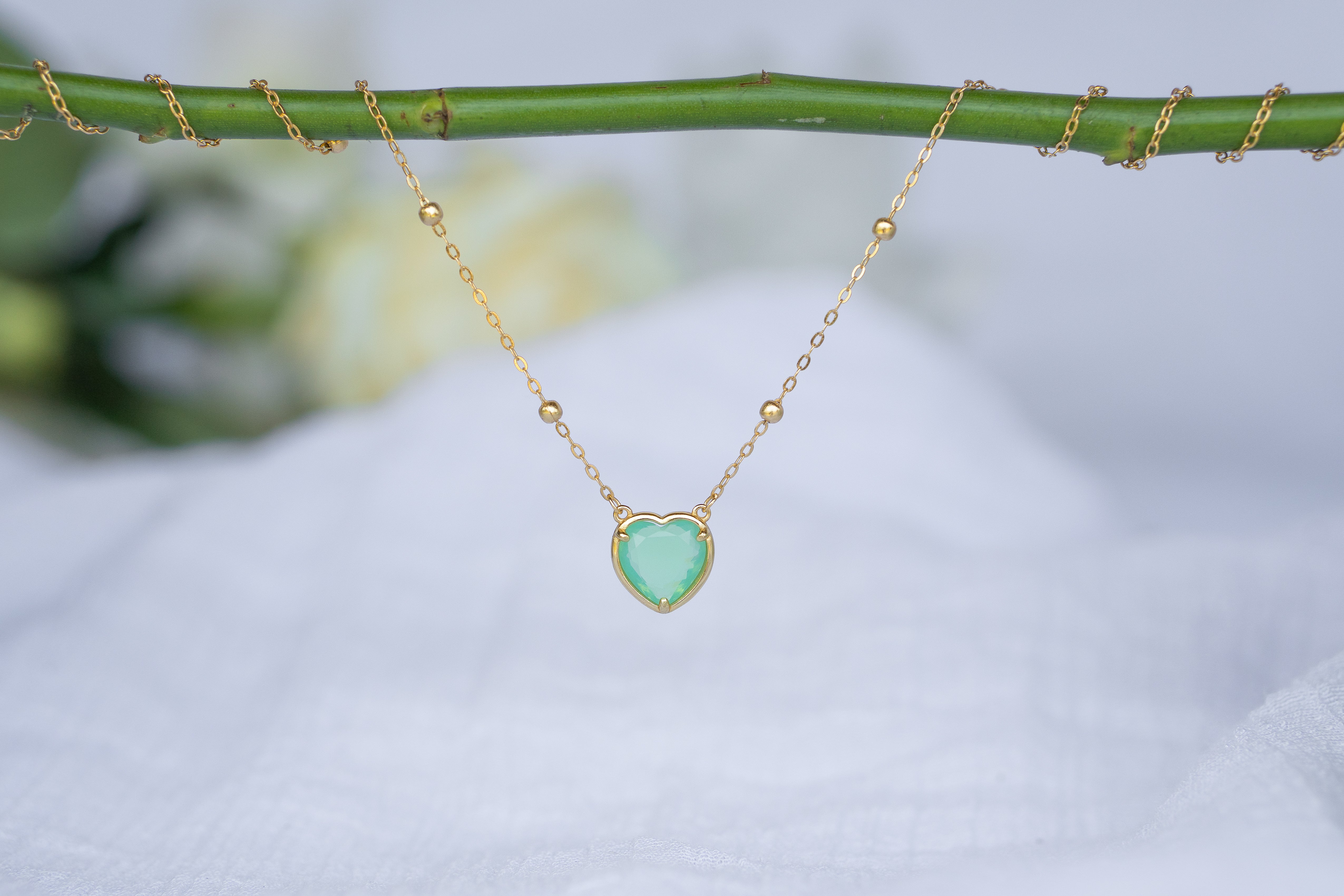 Milky Green Andara Heart Necklace