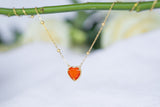 Orange Andara Heart Necklace