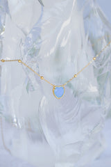 Mystical Opaque Blue Andara Heart Necklace