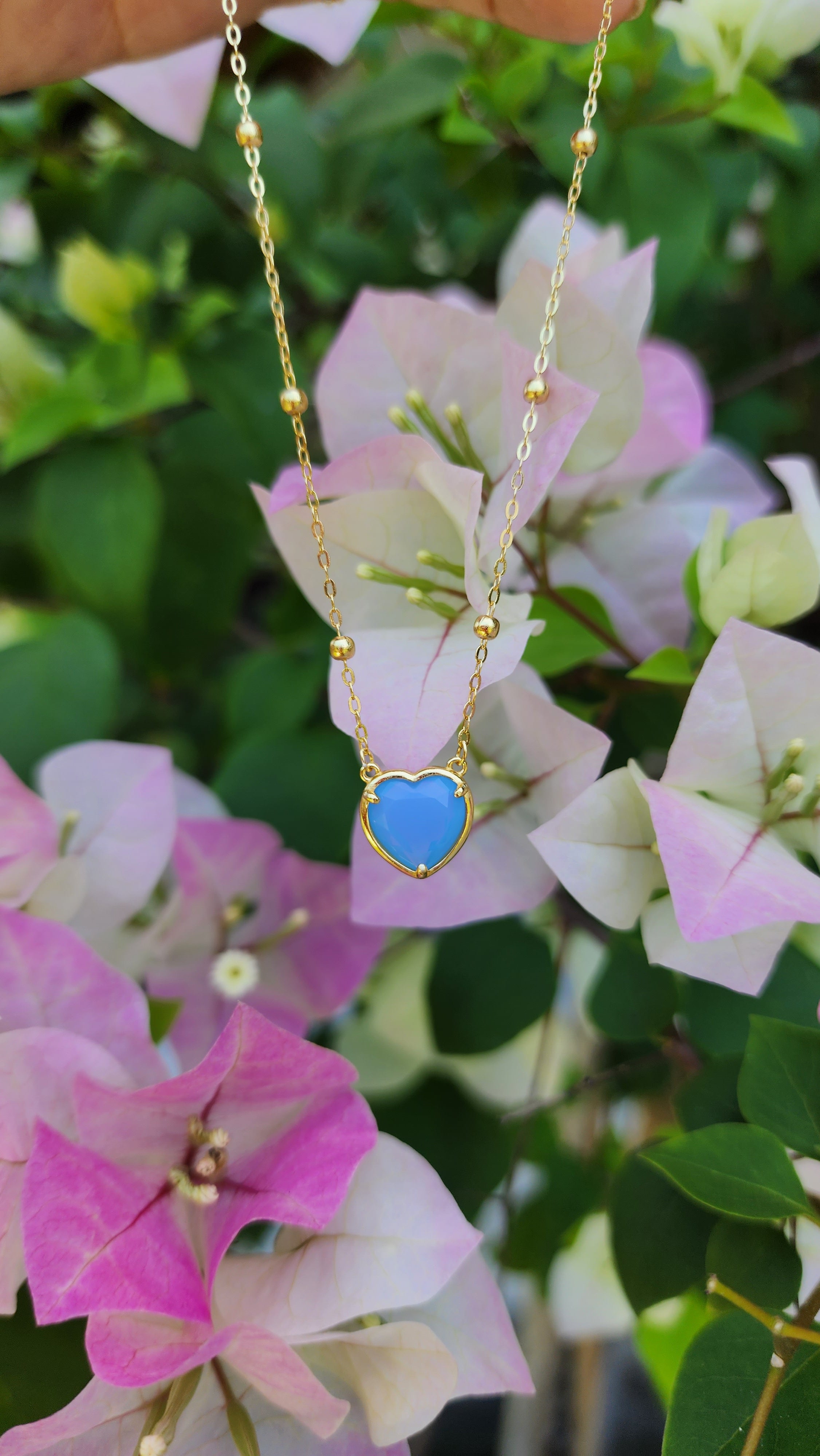 Milky Blue Andara Heart Necklace