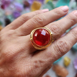 Compass Oracle Andara Ring Deep Red & Milky Pink - Andara Temple