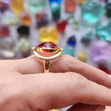 Compass Oracle Andara Ring Deep Red & Milky Pink - Andara Temple
