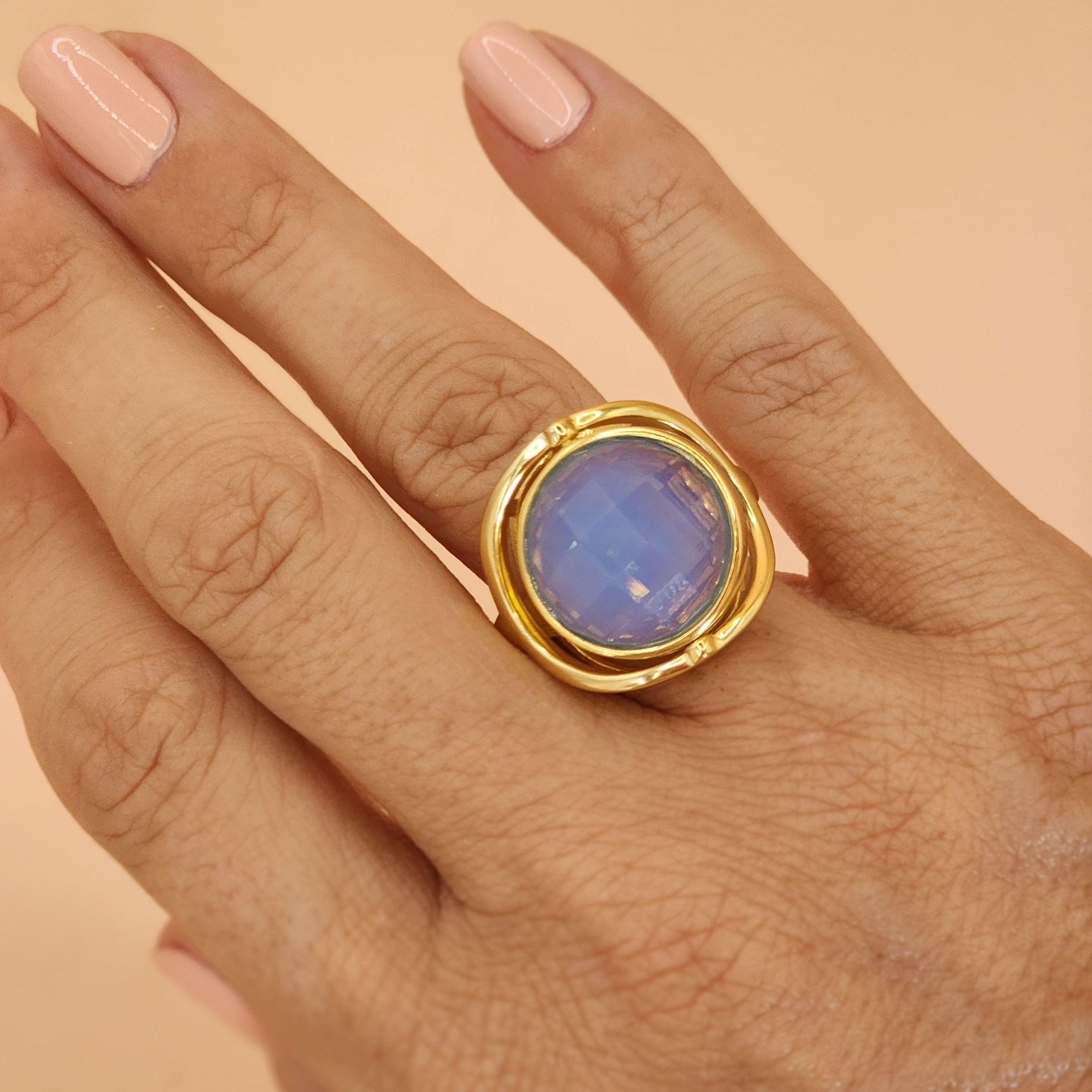 Compass Oracle Andara Ring Yellow & Milky Blue - Andara Temple