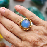 Compass Oracle Andara Ring Yellow & Milky Blue - Andara Temple
