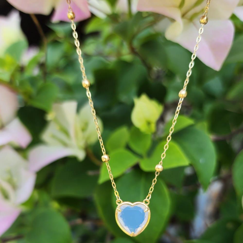 Milky Blue Andara Heart Necklace - Andara Temple