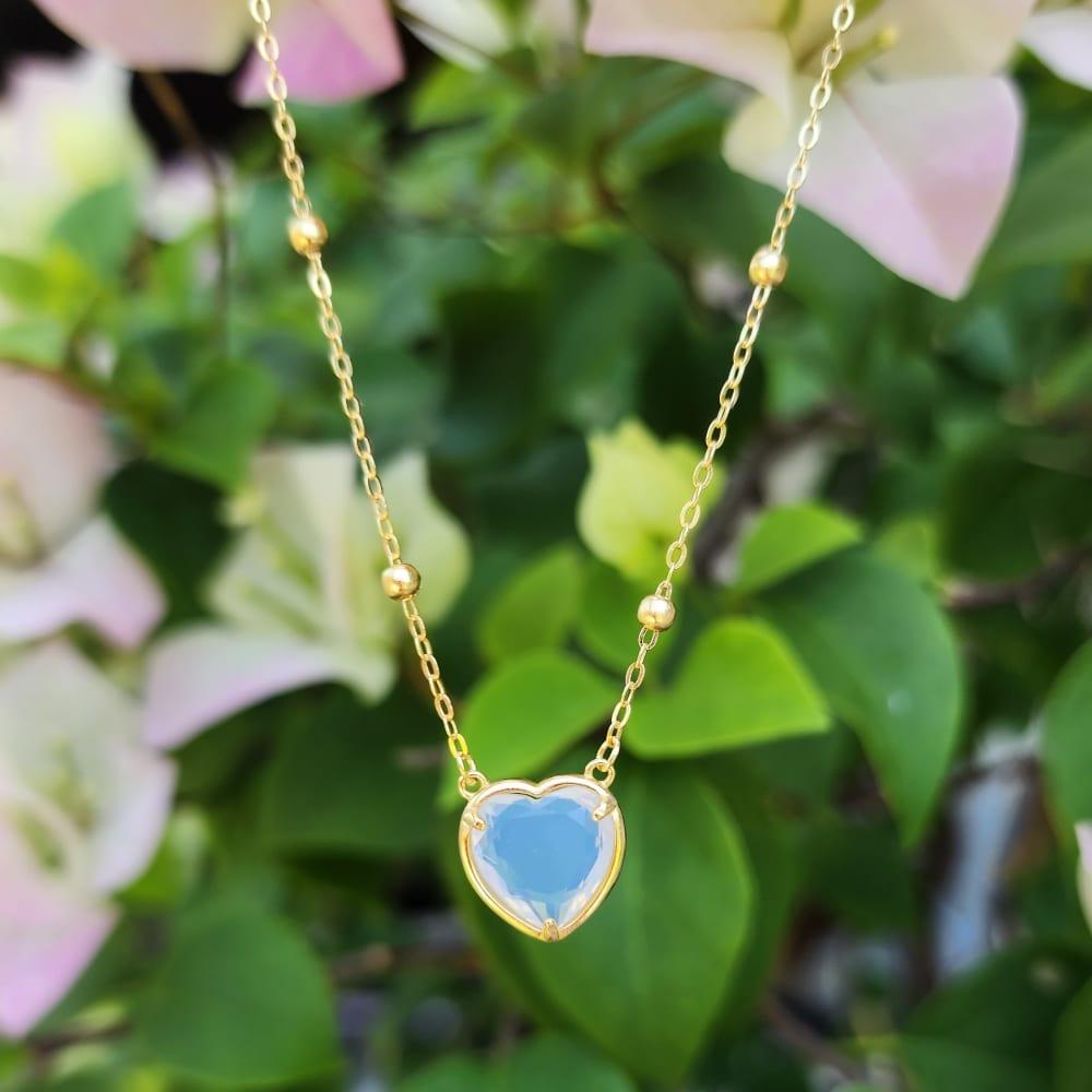 Milky Blue Andara Heart Necklace - Andara Temple