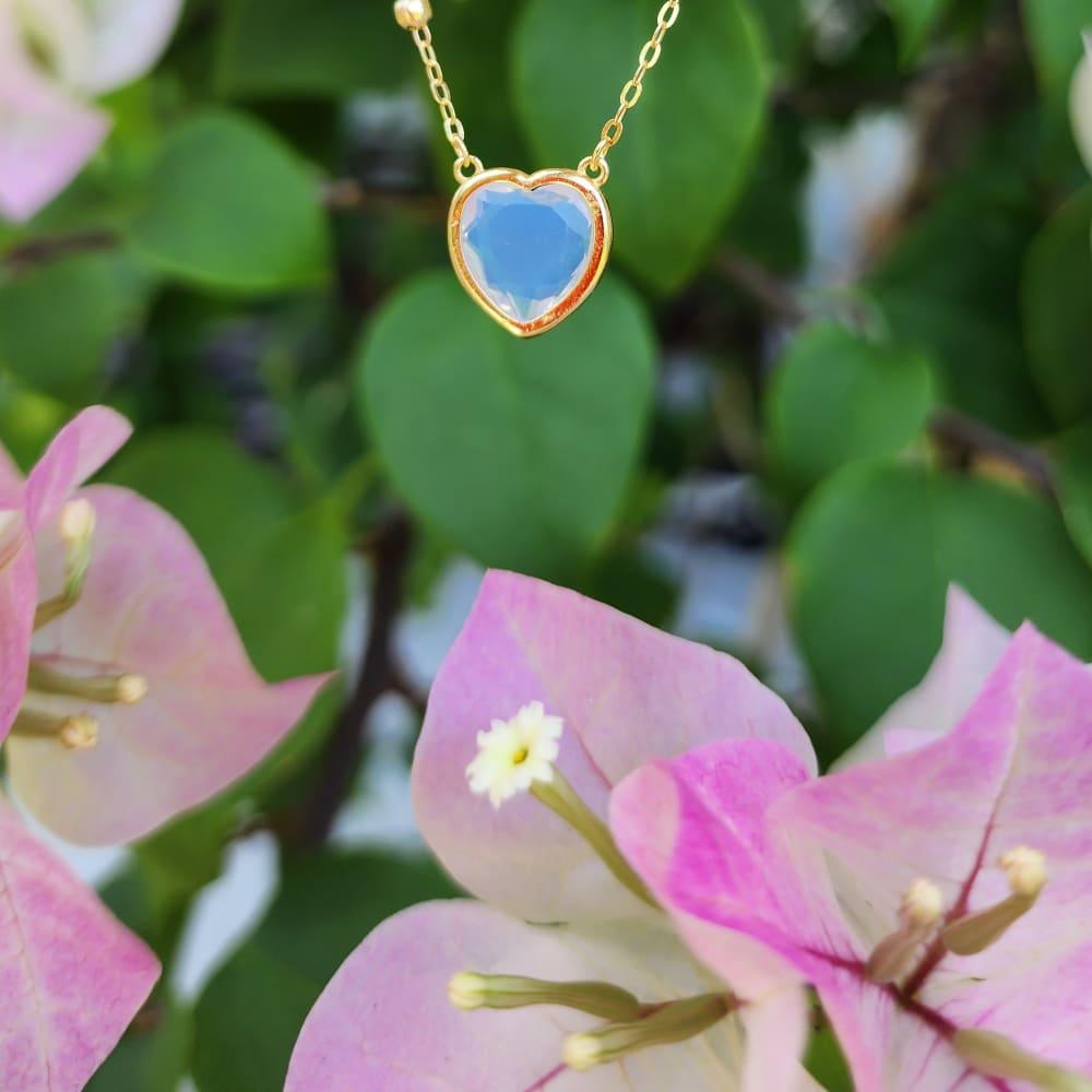 Milky Blue Andara Heart Necklace - Andara Temple