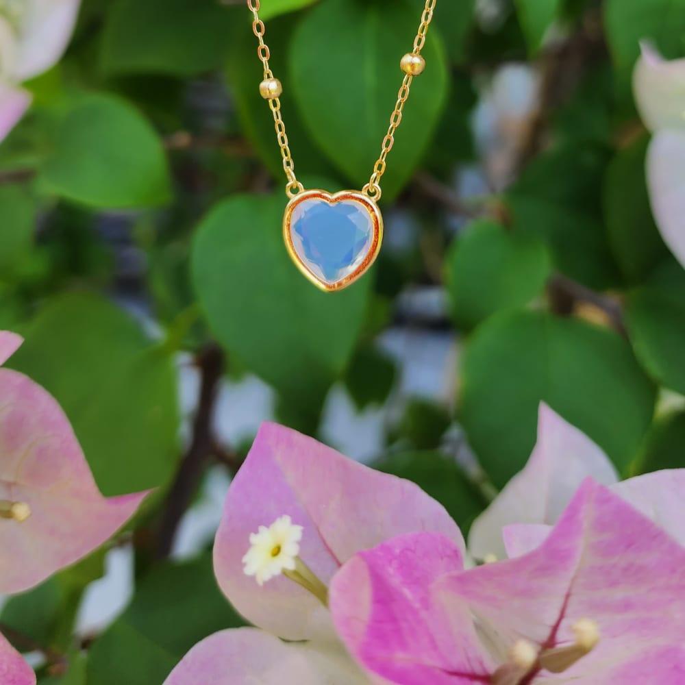 Milky Blue Andara Heart Necklace - Andara Temple